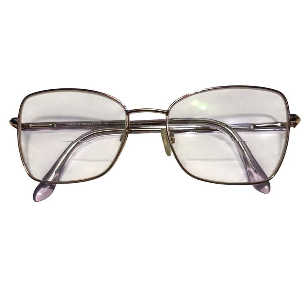 Vintage Eyeglasses With Lavender-Gold Metal Frame & Clear Lens Classy Fashion